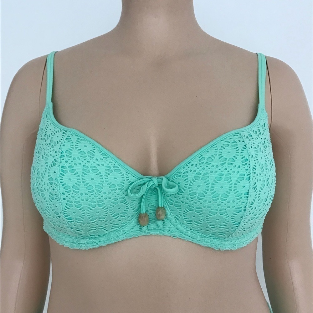Freya Spirit Plunge Bikini Top 36DD Mint Green Underwire Bra Sized Swimwear NWT